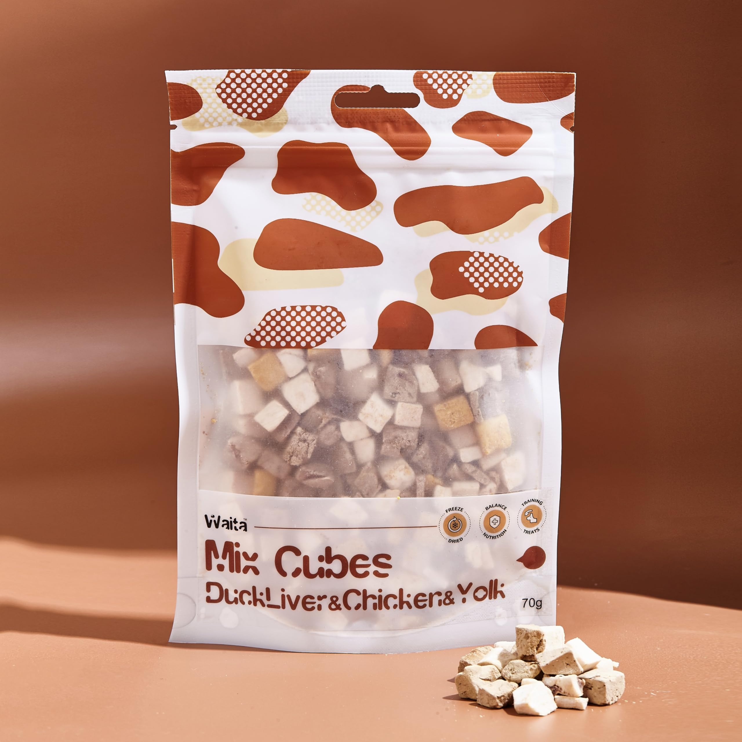 Natural Fresh Freeze-Dried Mix Cubes Fmaily Pack Includ Duck Liver, Chicken, Yogurt Pet food Cat Treats Dog Treats 70g*3bag