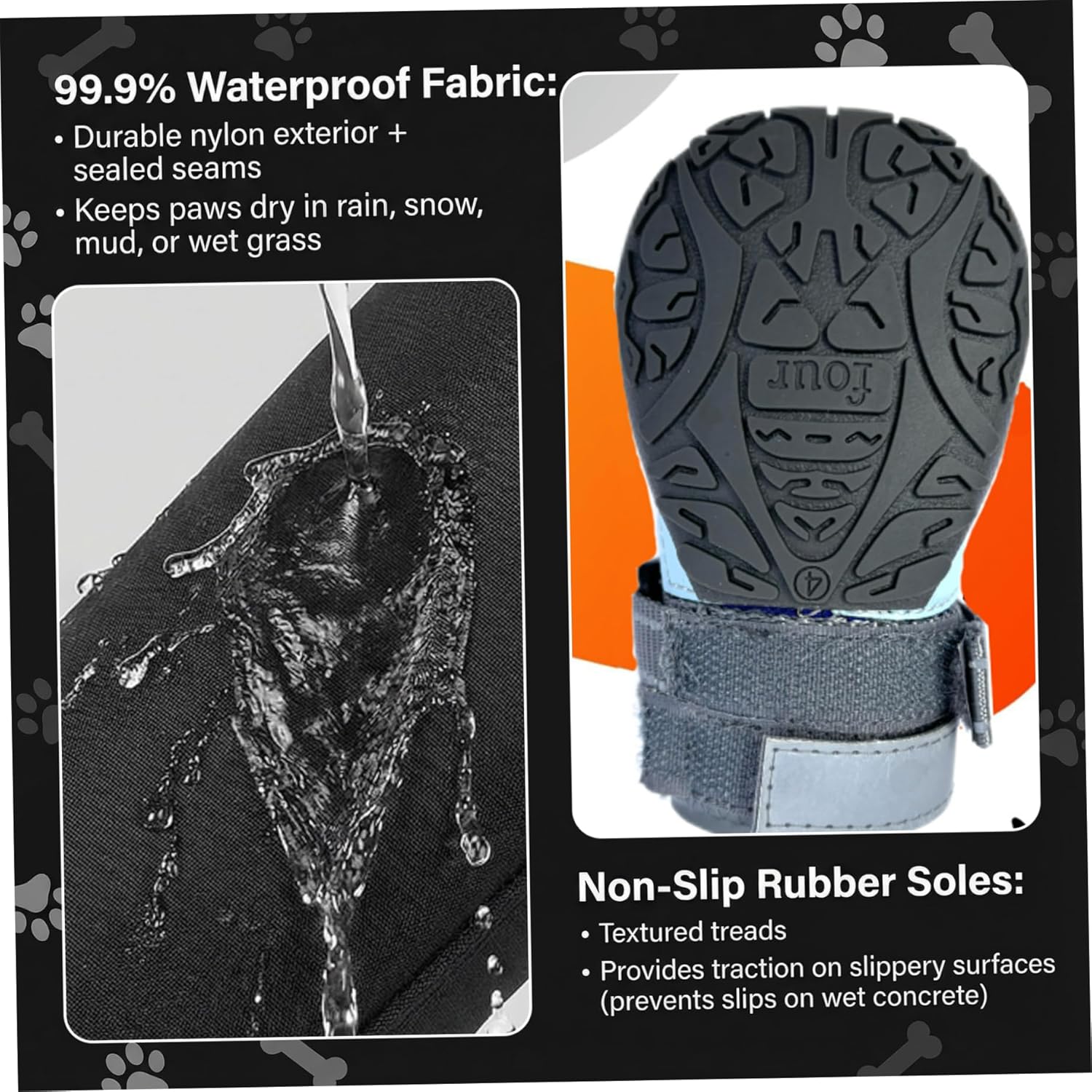 Dog Boots with Suspenders, Waterproof Anti Dirt Dog Suspender Boots, Anti-Slip Adjustable Pants for Outdoor Walking & Paw Protectors, M