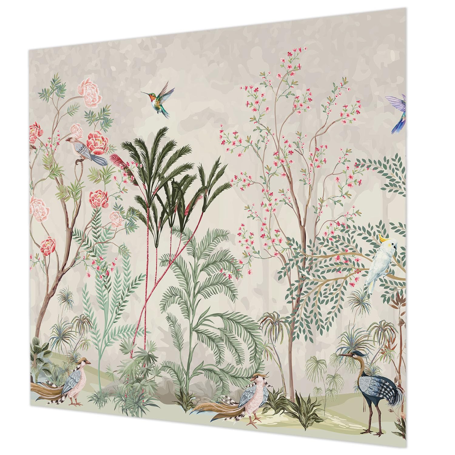 Papier peint intissé 250x250 cm oasis tropicale avec colle incluse pour mur de chambre