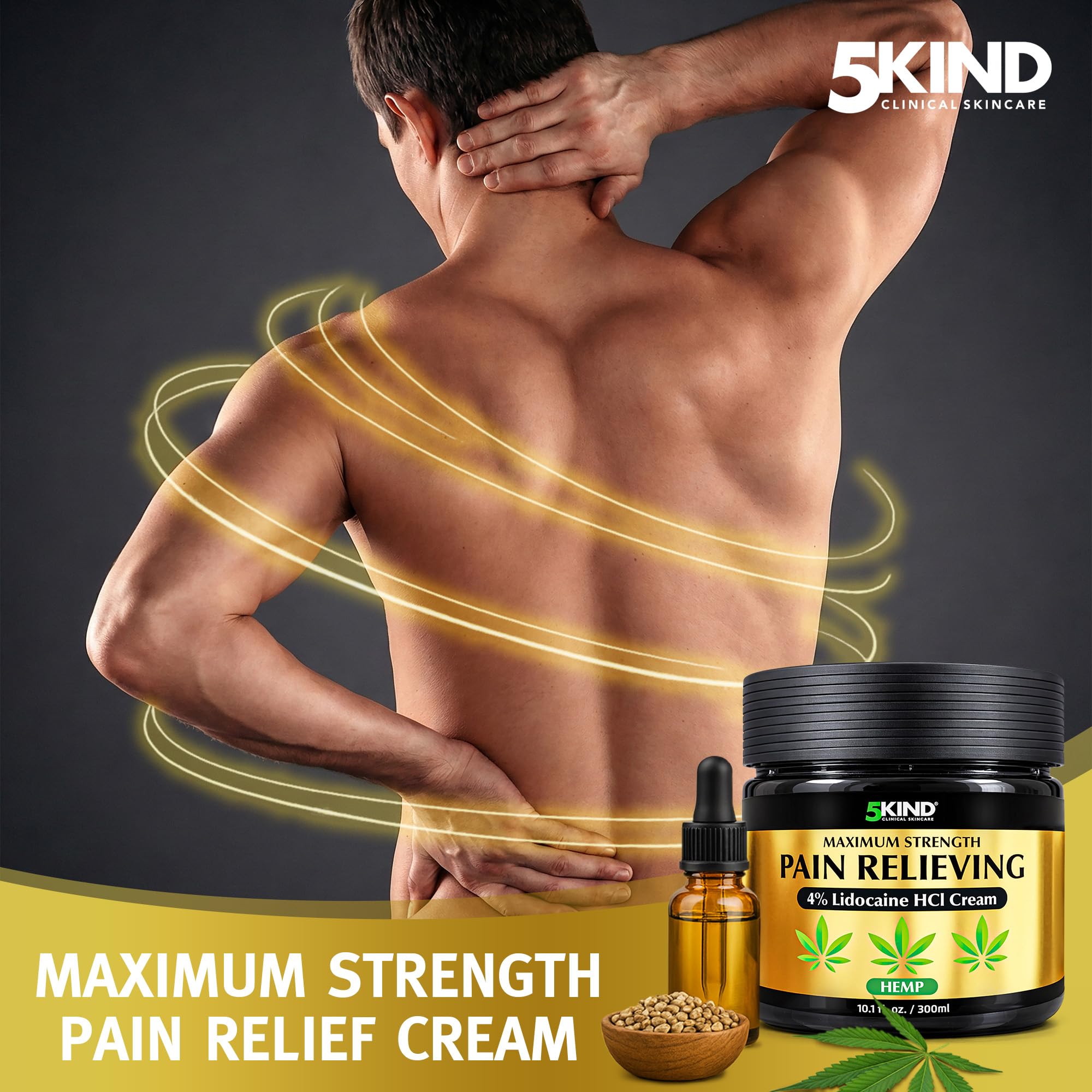 5Kind Extra Strong Lidocaine Cream with Hemp 10.1 fl oz Pain Relief Cream — Amazon image 2