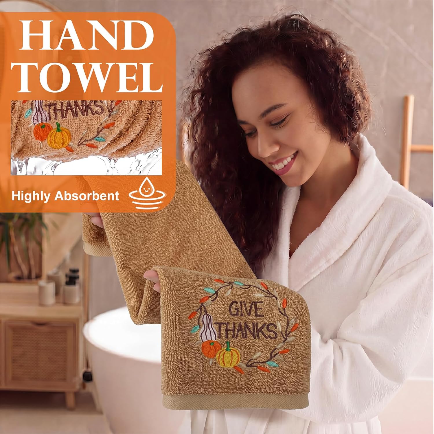 3 Pcs Decorative Bathroom Towel Set, Harvest Tones, Fall