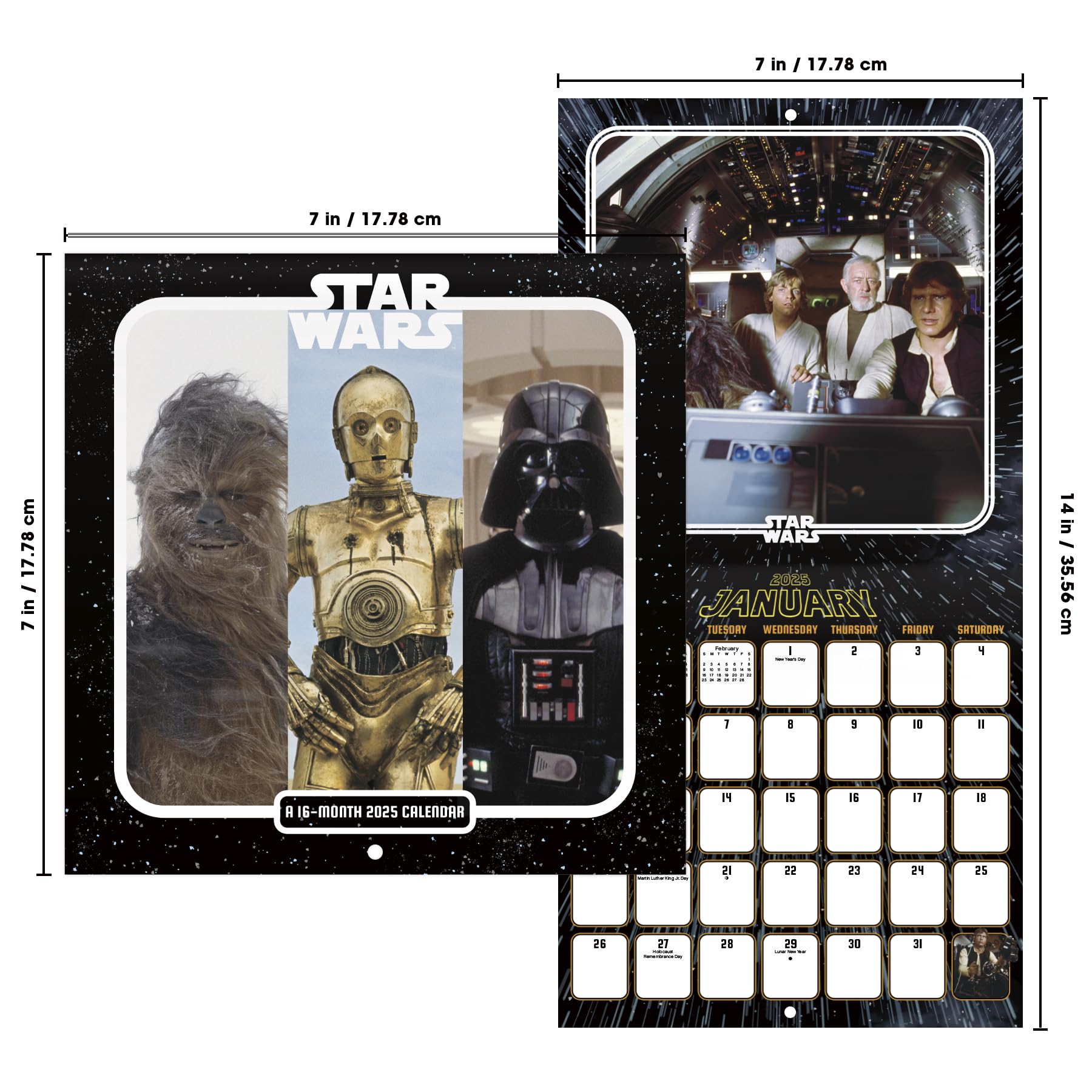 Mini calendario de pared de Star Wars: Saga 2025