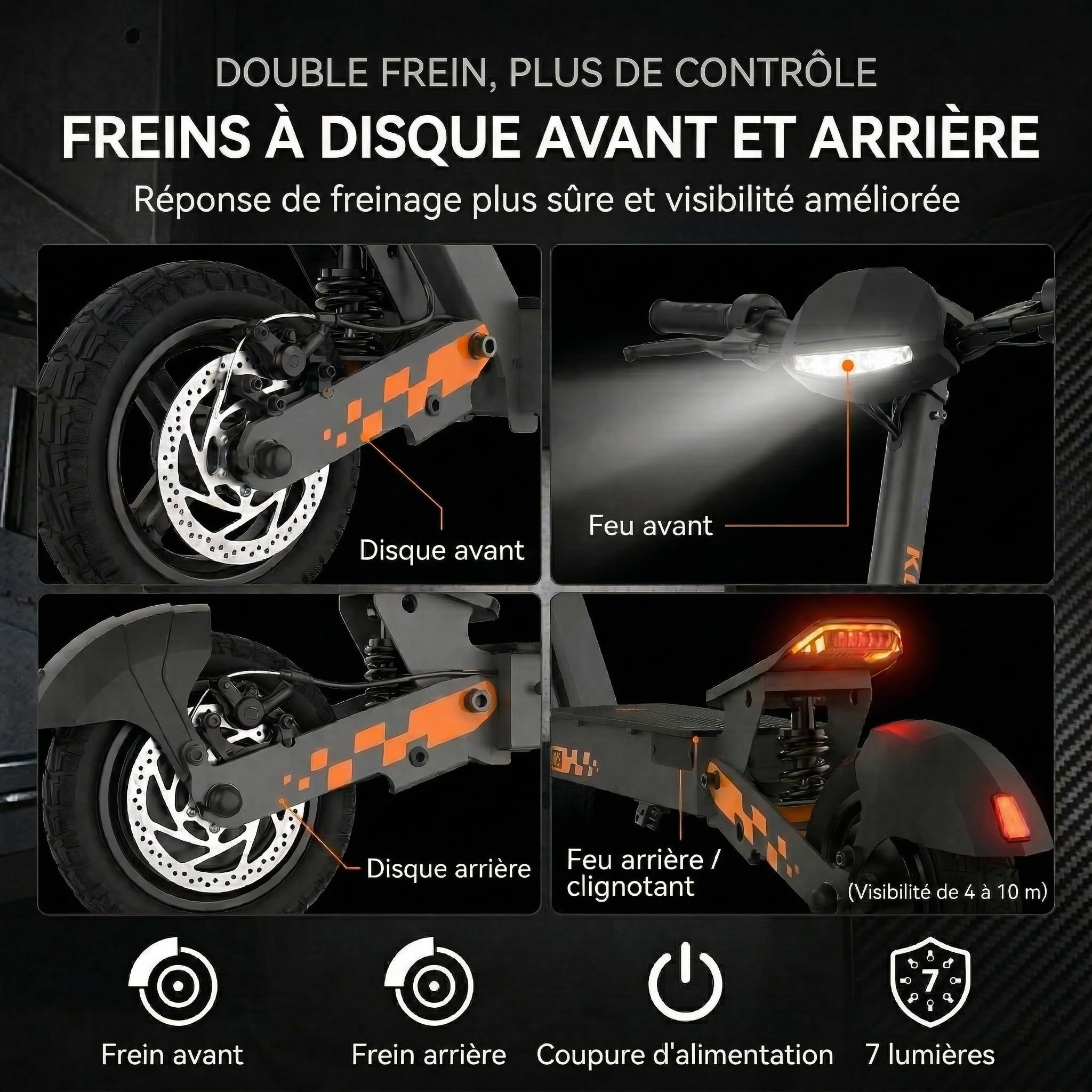 KuKirin Série G2 Trottinette Électrique Adulte Pliable, Pneus Tubeless, Suspension Avant et Arrière, Freinage à Double Disque, Autonomie Durable