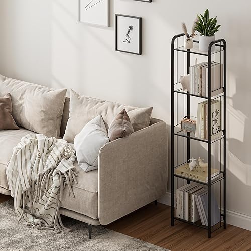 Miniatura 3 de Paytonture Estantería de almacenamiento independiente para sala de estar, estante de almacenamiento con estante, estantería alta y estrecha para