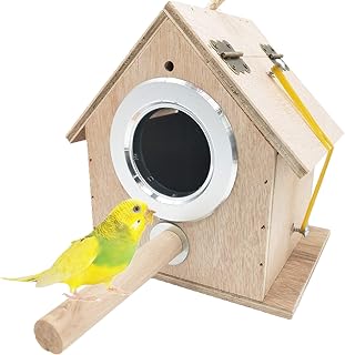 Parakeet Nest Warm Box, Bird Breeding Box, Parrot Wood House Nesting Box, Parrotlets Budgie Mating Box, Aviary Cage Box for Lovebirds, Cockatiel, with Birds Stand Perch