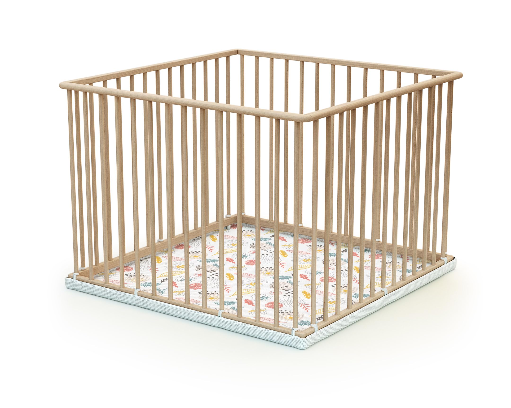 WEBABY - Parc bébé en bois 100 x 100 cm (Beige, 100x100)
