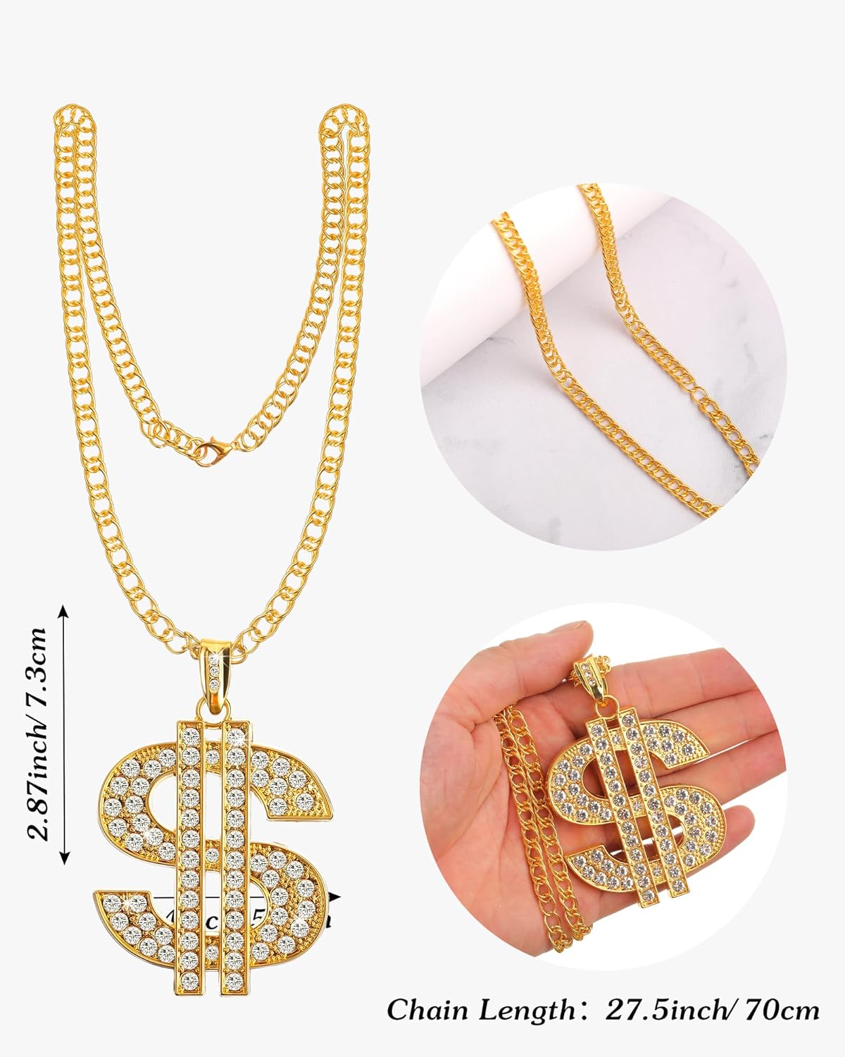 4 Pcs Hip Hop Rapper Costume Kit 2000s Accessories 80s 90s Outfit for Adults Rapper Sunglasses - Image 6