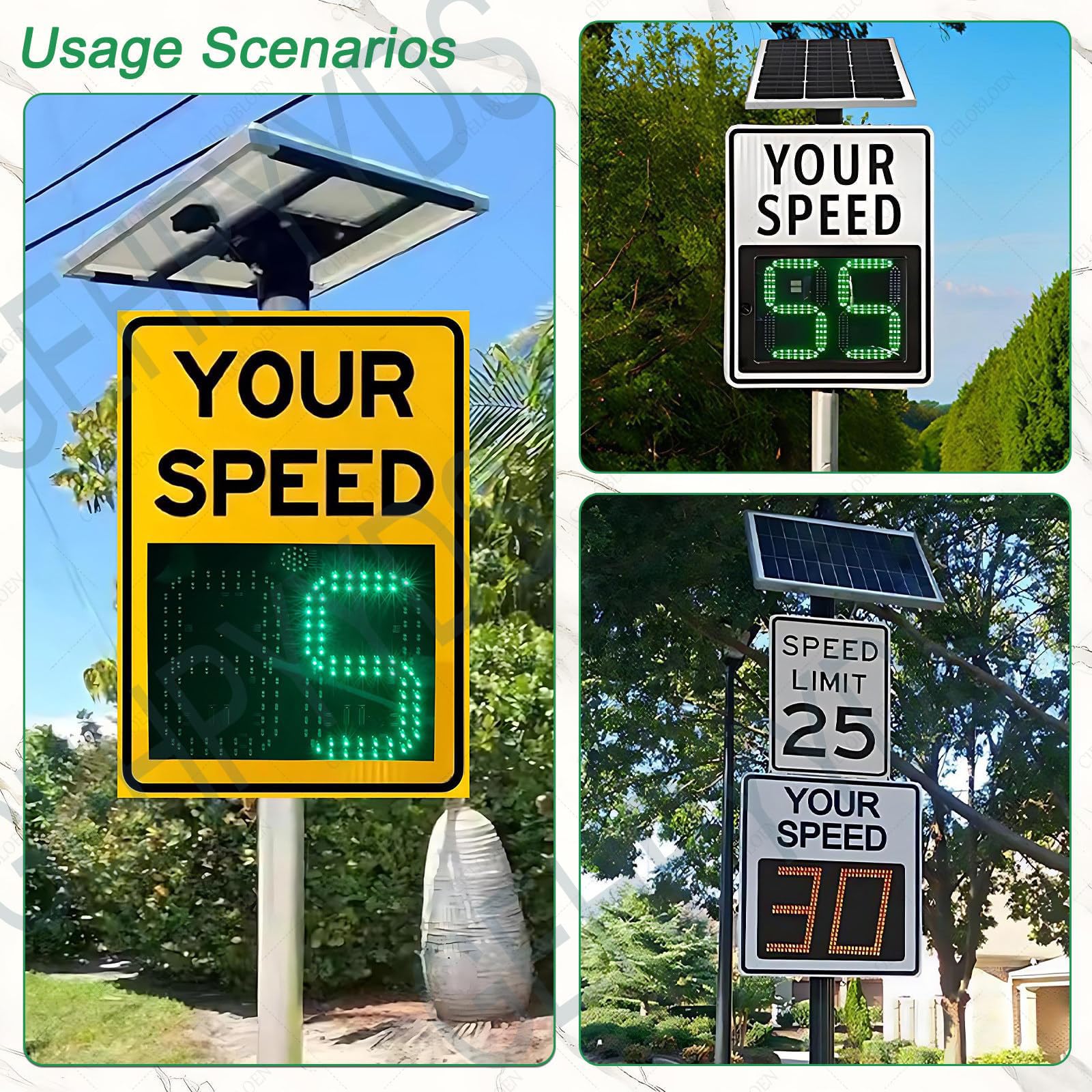 Señal de advertencia de velocidad de radar solar, pantalla de 2 dígitos (75 x 60 cm), control remoto inalámbrico LED de retroalimentación de velocidad, alerta de exceso de velocidad (rojo), para zonas