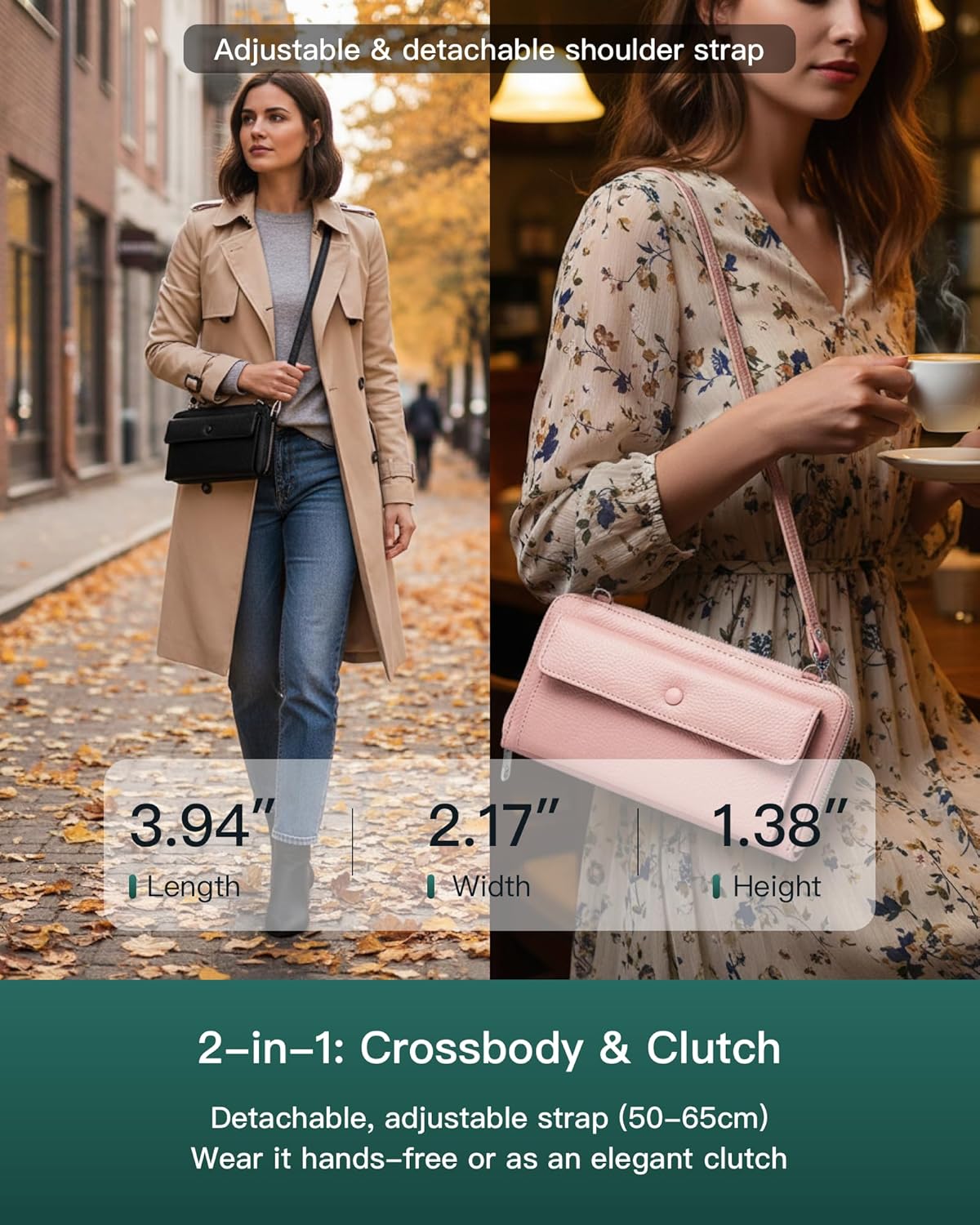 Nsciyise Genuine Leather Crossbody Phone Purse for Women – Touchscreen Window Clutch Bag with Detachable Strap, Gift for her | Sensitive touch, Detachable strap, Lightweight, durable, wear-resistant, moisture-proof