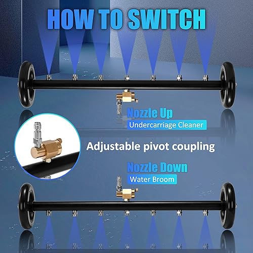 Miniatura 5 de Tool Daily Limpiador de Chasis de Doble Función, 24 Pulgadas, Escoba de Agua para Lavadora a Presión con 7 Boquillas, Accesorio para Lavadora Debajo