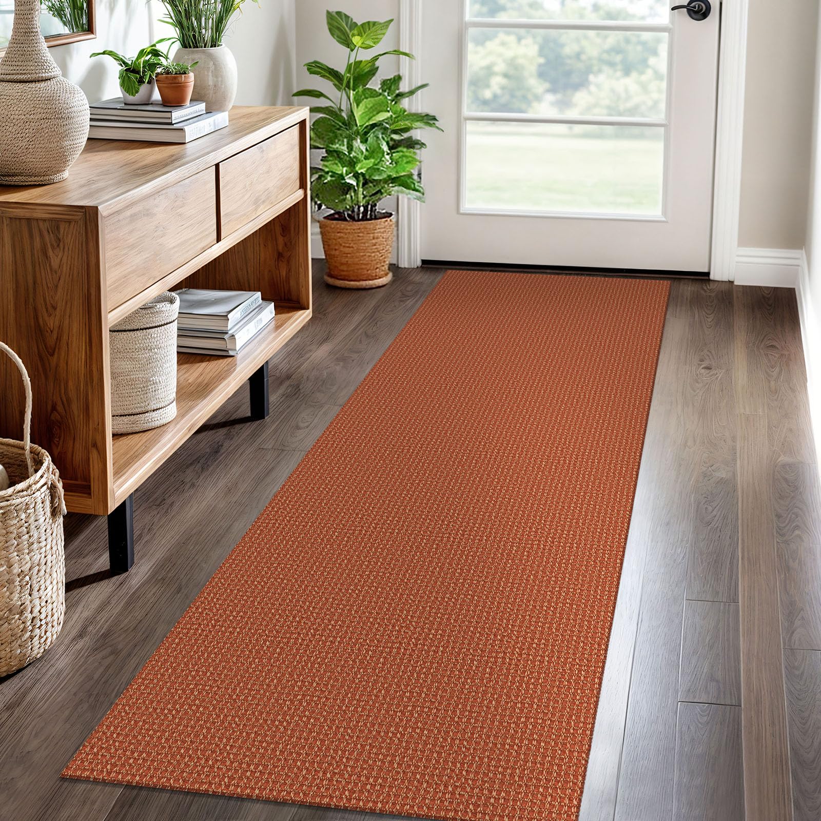 EARTHALL Woven Runner Rug 2x6 Ft Washable Runners for Hallways Cotton Non Slip Rubber Backed Kitchen Runner Braided Indoor Floor Carpet for Entryway,