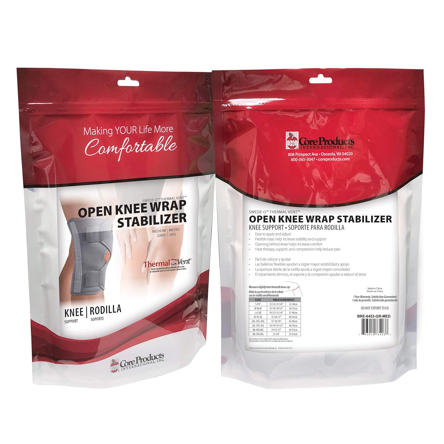 Swede-O Thermal Vent Open Knee Wrap Stabilizer - Medium