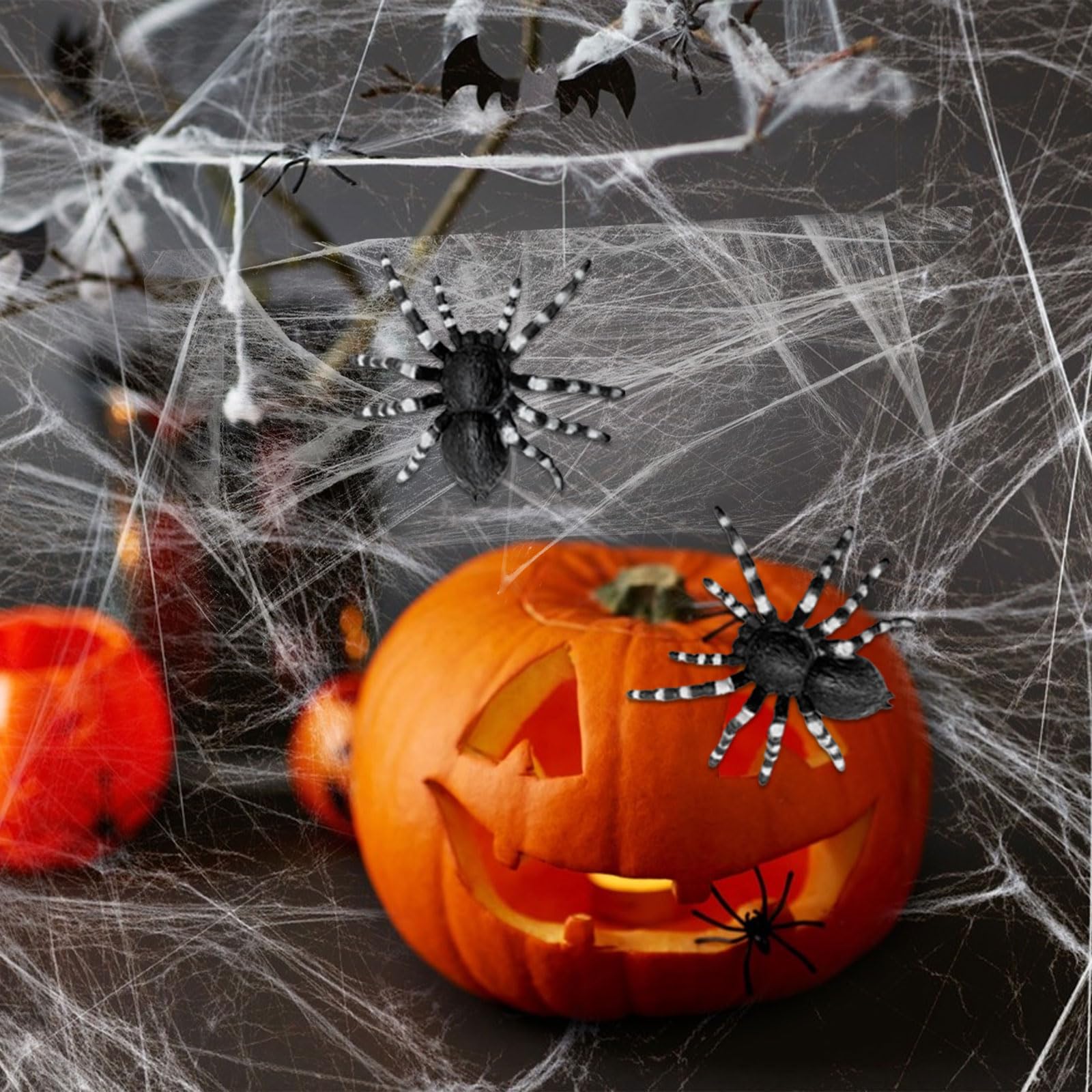 Feiyayi Set di ragni per Halloween, 60 pezzi, in plastica nera, con