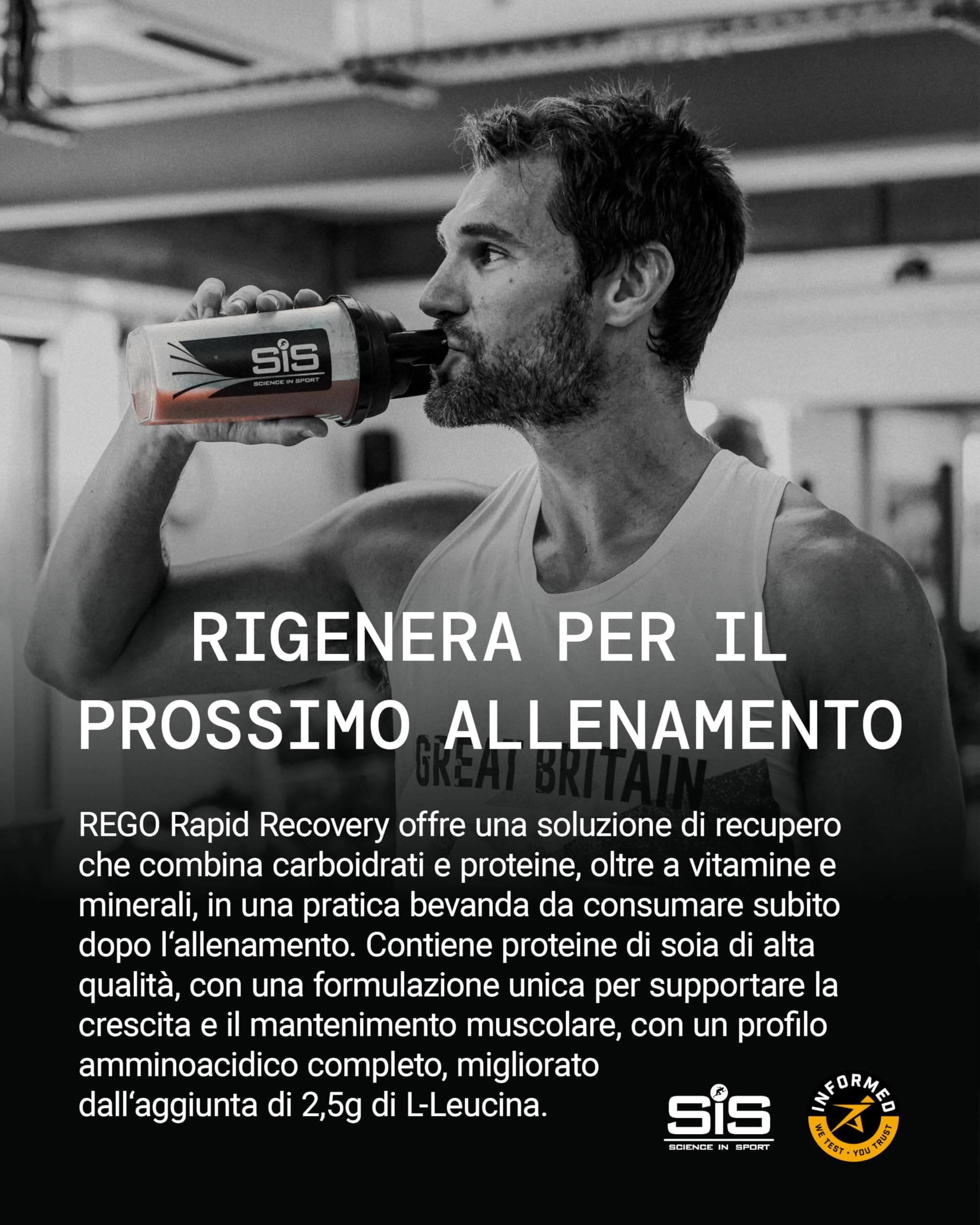 Science in Sport Rego Rapid Recovery 500g Fragola Vegan - Drink di recupero in polvere con carboidrati, proteine in polvere, elettroliti, vitamine e minerali, Favorisce un allenamento efficace