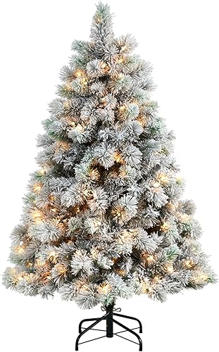 Árbol de Navidad artificial con 200 luces transparentes y 347 ramas doblables de pino de Oregon de 4.9ft