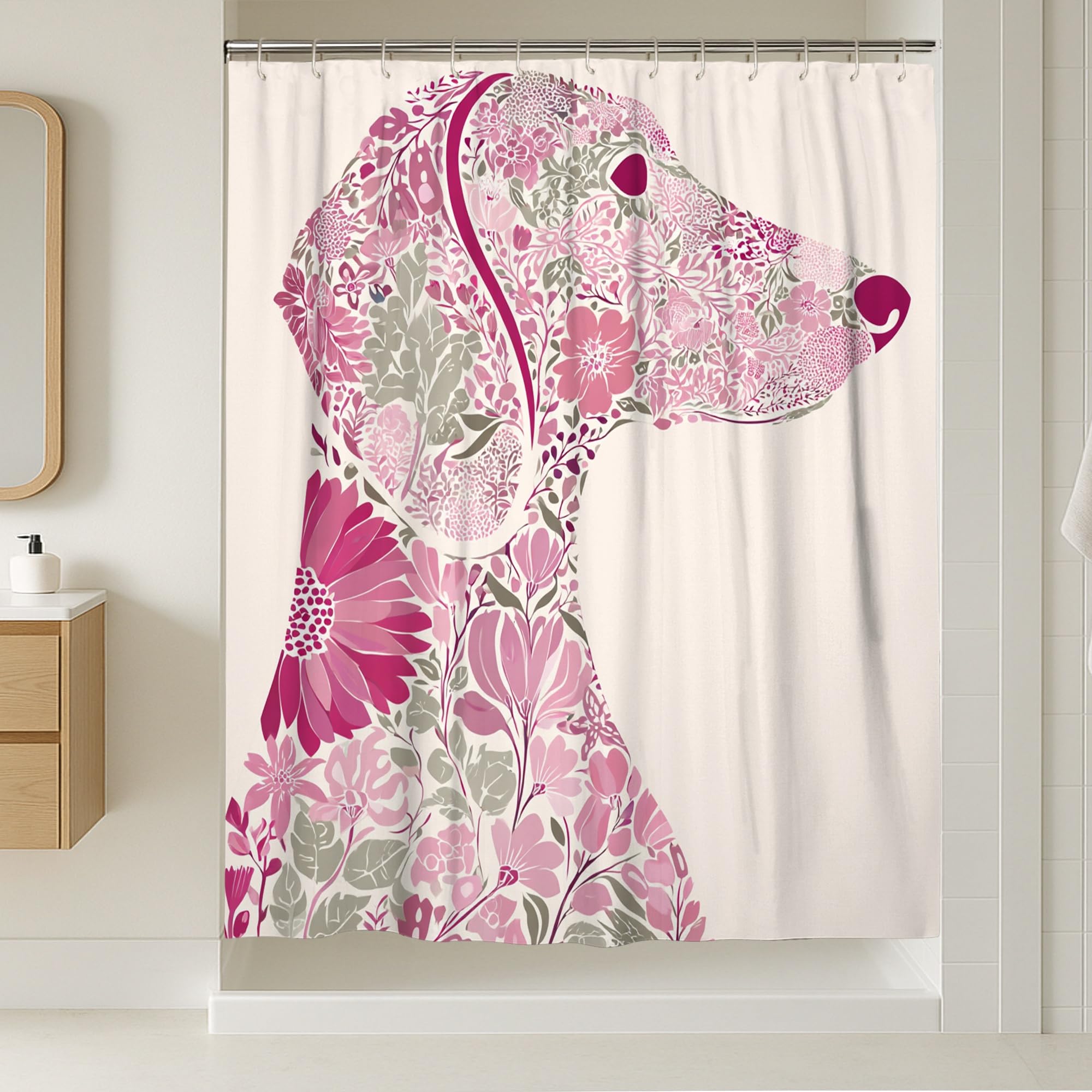 Rideau de douche extra long anti-moisissure en tissu imperméable haute densité