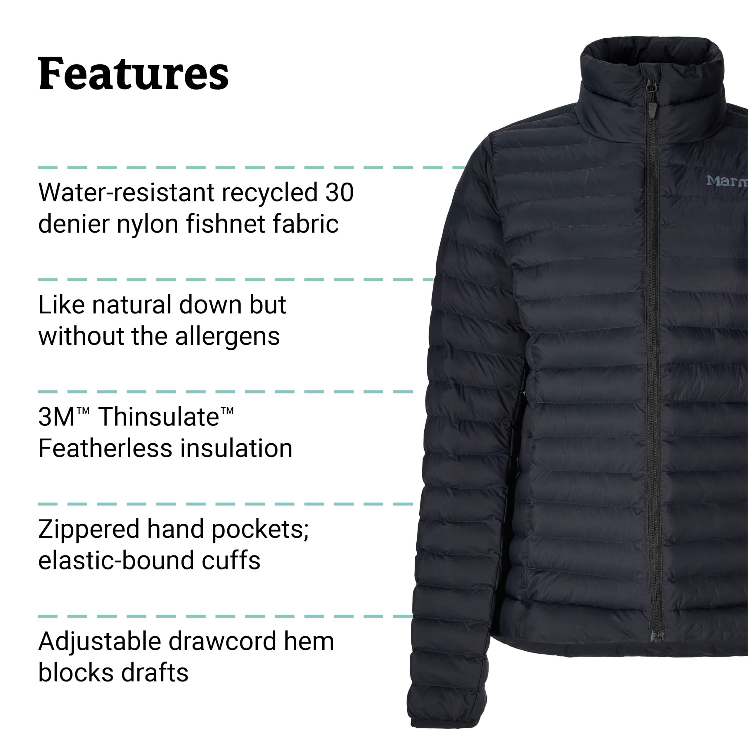 Marmot Damen Wm's Echo Featherless Jacket Ultra-leichte isolierte Winterjacke, warme Outdoorjacke, wasserabweisende Steppjacke, winddichte Funktionsjacke, klein packbar (1er Pack)