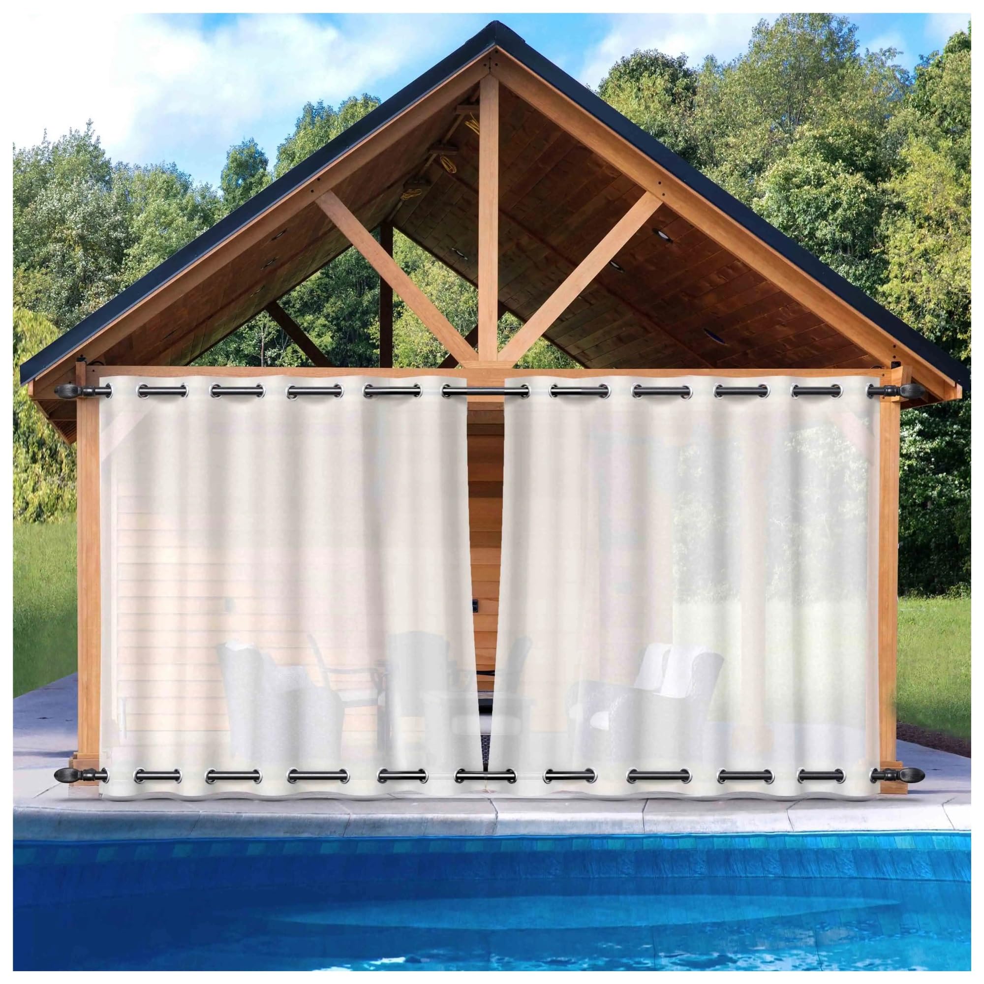 Tende impermeabili per esterni, velate e antivento, per la privacy, perfette per portico e gazebo, 134 x 215 cm (1 pezzo), per migliorare gli spazi esterni