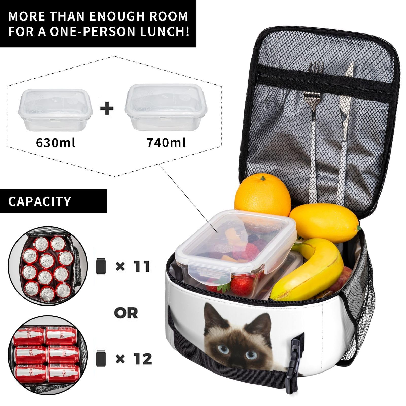 Amazon | ランチバッグ シャム猫 シャムネコ 保冷 保温 お弁当バッグ 