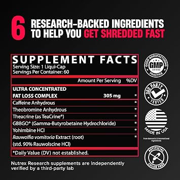 Nutrex Research Lipo-6 Black Ultra Concentrate | Thermogenic Energizing Fat Burner Supplement, Increase Weight Loss, Energy & Intense Focus |Capsule, 60Count