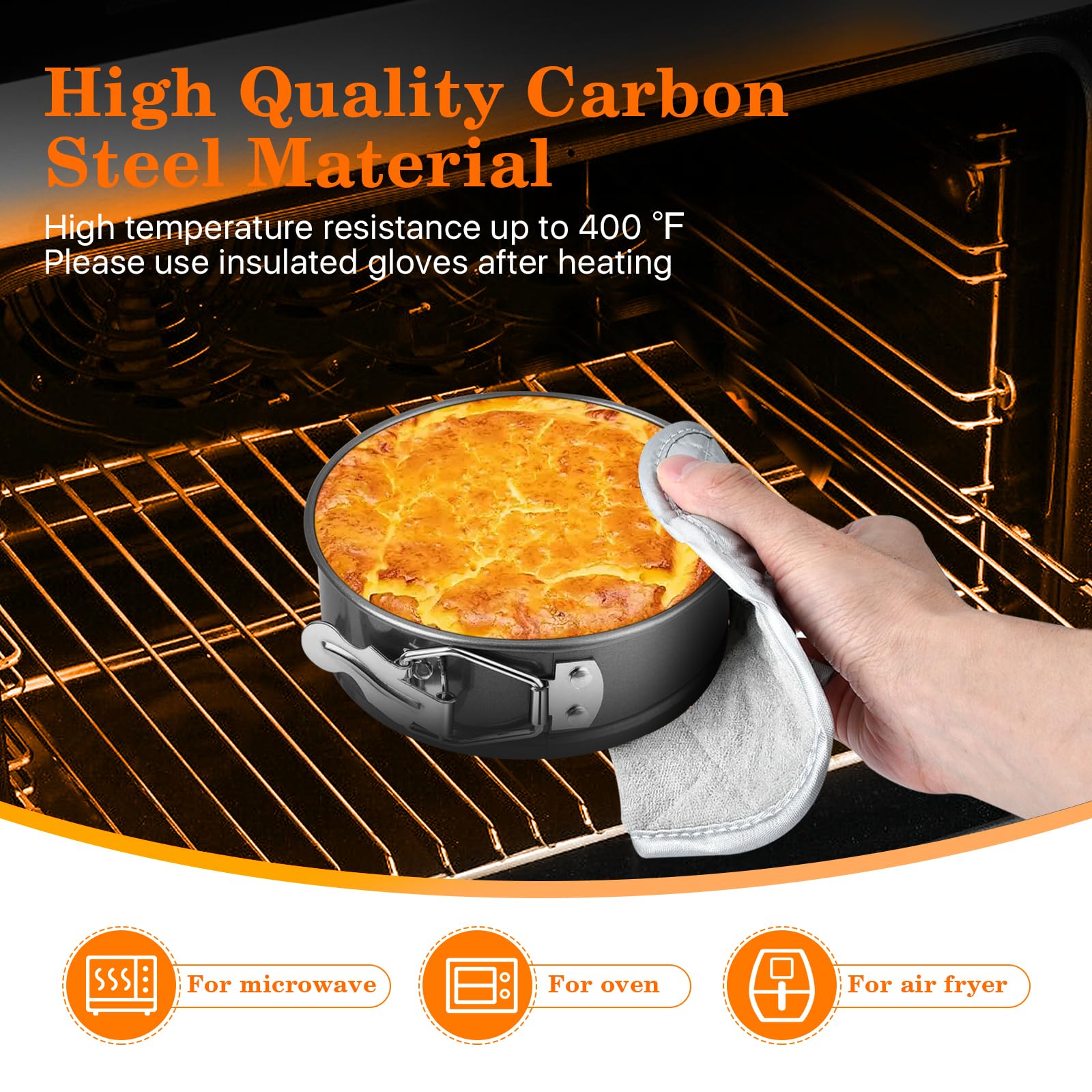 8 moldes de 4 pulgadas, mini moldes redondos para tartas de queso con parte inferior extraíble, moldes antiadherentes de acero para hornear, pizzas y quiches