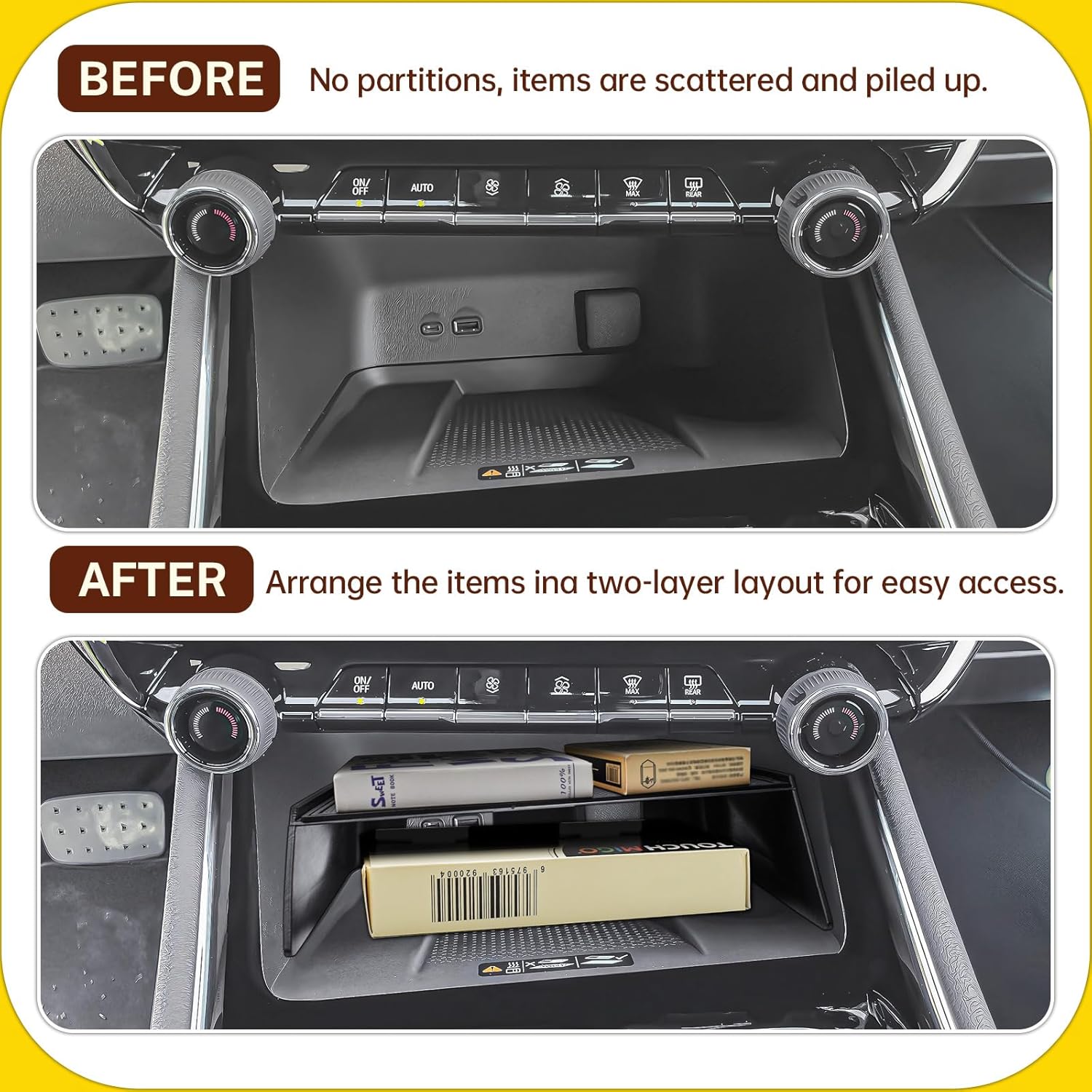 Front Center Console Organizer Tray Compatible with 2024 2025 2026 Chevy Traverse Accessories, Custom Fit Front Console Storage Shelf ABS Insert Divider (NOT for 2024 Traverse Limited)