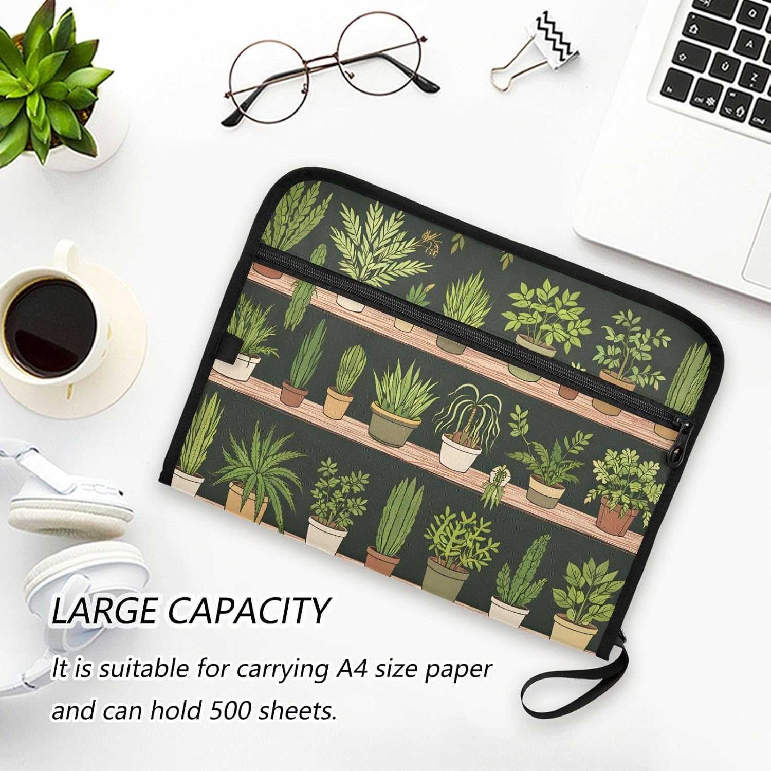 ALAZA Cactus Expanding File Folder, 13 Pockets Expandable Document Organizer Folder with Zipper Closure for Home Office A4 Letter Size Paper Document