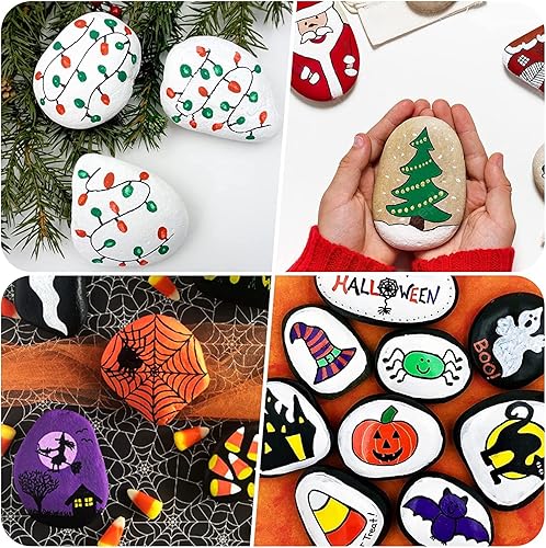 Miniatura 73 de River Rocks para pintar, 15 piezas grandes de 2 a 3 pulgadas, planas, lisas, piedras para pintar para niños, manualidades, pintura a granel