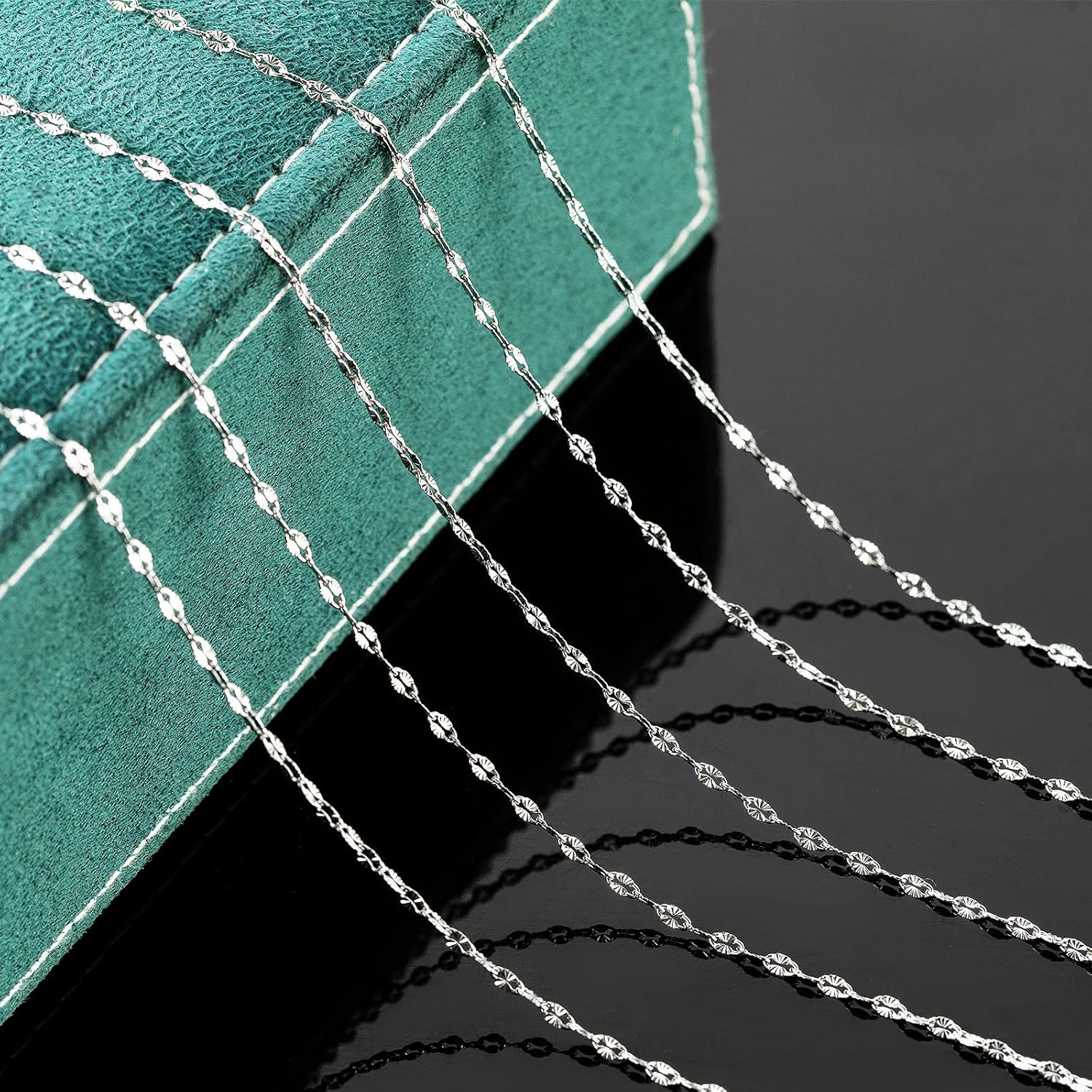 UMAOKANG 32.8 Feet Silver Jewelry Chain Link Stainless Steel Chain Roll Spool Necklace Chain Bulk with Lobster Clasp and Jump Rings for Jewelry Making DIY Bracelet Anklet - Image 5