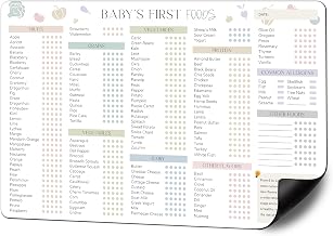 Baby First Foods Tracker Fridge Magnet, Led Weaning Supplies, 12"x8" Dry Erase Daily Food Log, 101 Foods Checklist Before One, Baby Feeding Essentials, Morandi