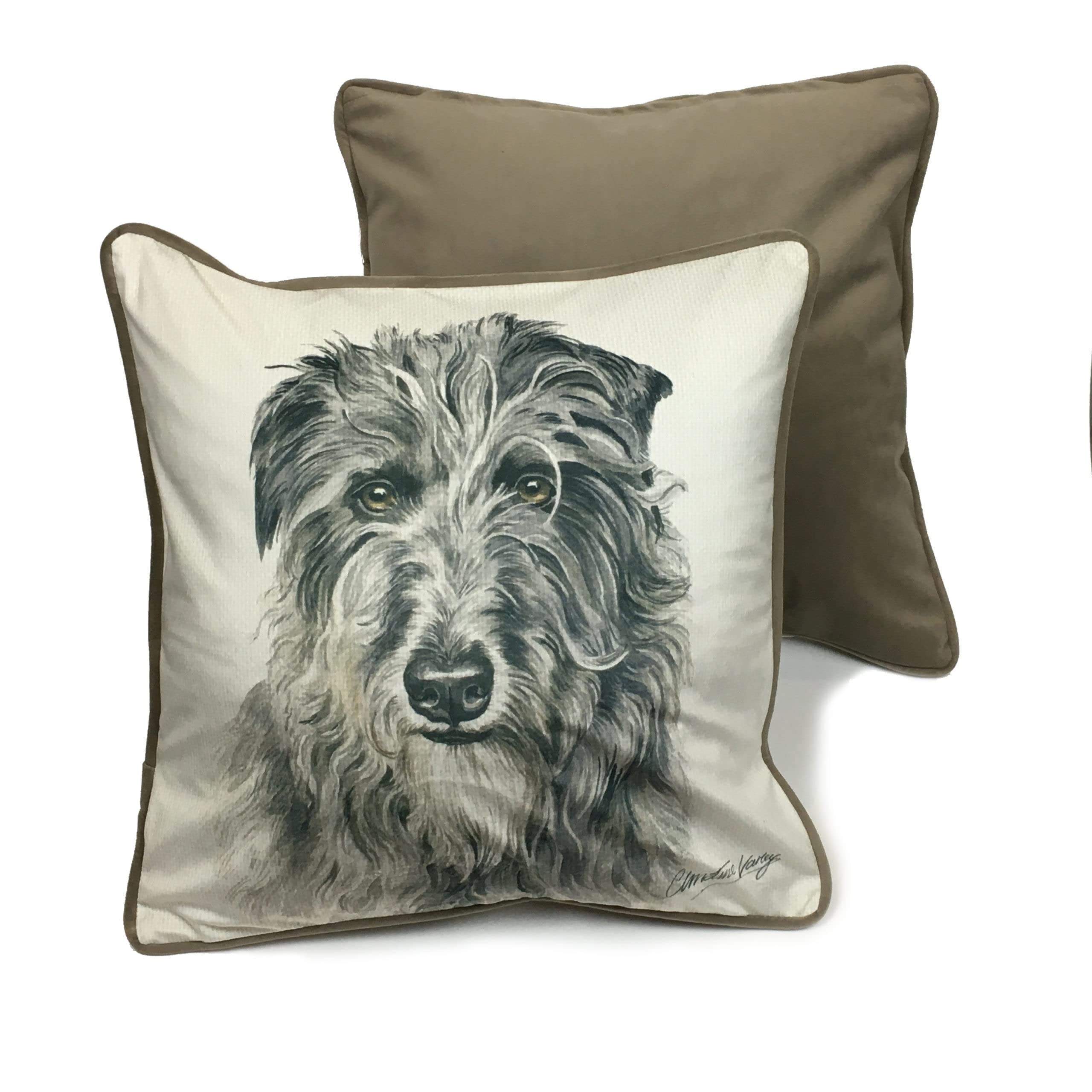 WaggyDogz Deerhound Dog Luxury Dog Cushion/Pillow by Christine Varley (CUS-UK116)