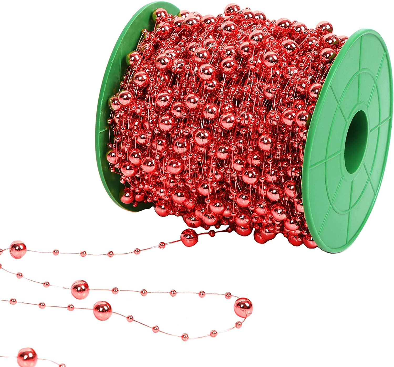 Just Flowers Artificial Pearl Beads Chain 3 mm for Jewelry Making, Embellishing Handbags, Garments, Craft Accessories and DIY Projects, Pack of (10 Meter, Red)