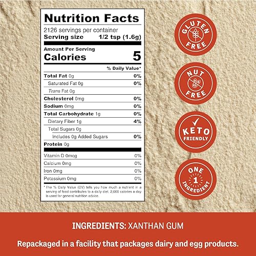 Miniatura 9 de Judee's Gluten Free Polvo de goma xantana, versátil goma xantana para hornear, agente de textura apto para dieta cetogénica, salsas y aderezos