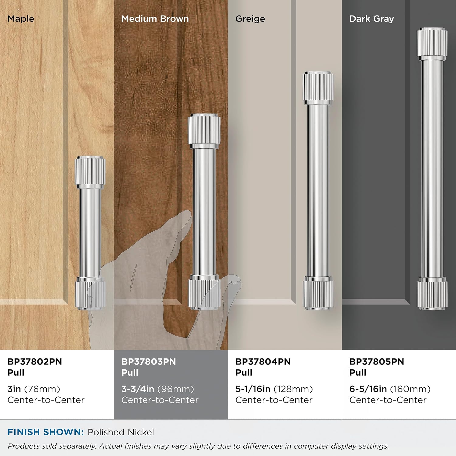 Amerock Farewind 3-3/4 inch (96mm) Center-to-Center Polished Nickel Cabinet Pull, BP37803PN