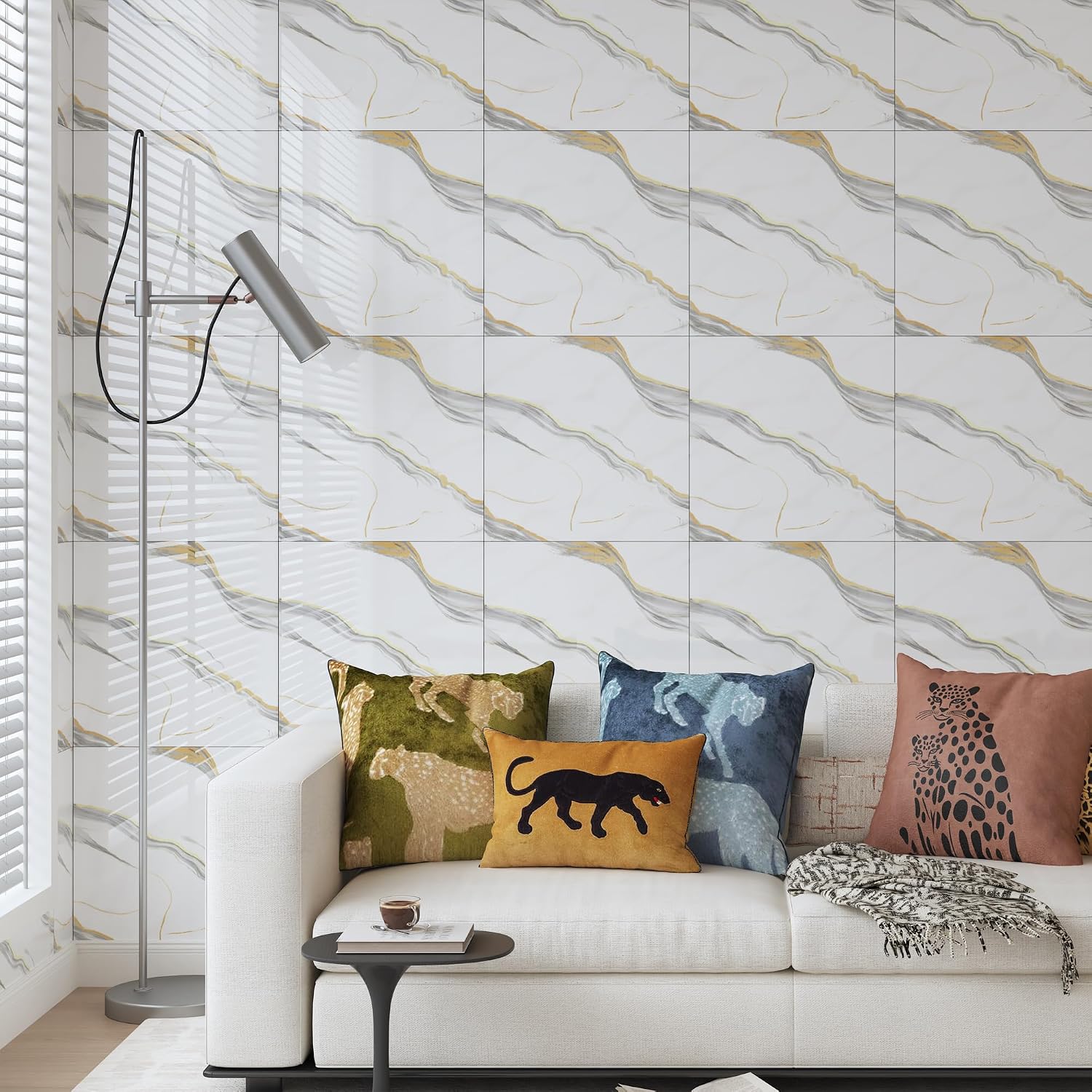 Haimin Wall Panels Peel and Stick Faux Marble Tiles 20 Pack 11.8x11.8in | 19.4 sq ft total. Ideal for bath/ kitchen backsplash, wall decor. Lightweight, waterproof, self-adhesive, easy DIY faux tiles