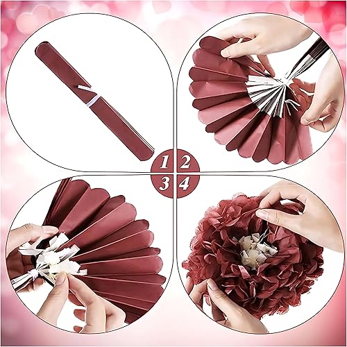 Miniatura 4 de XIKSXITN 12 pompones de papel de seda dorado morado para colgar, pompones de papel para decoración de fiestas (10 y 12 pulgadas)