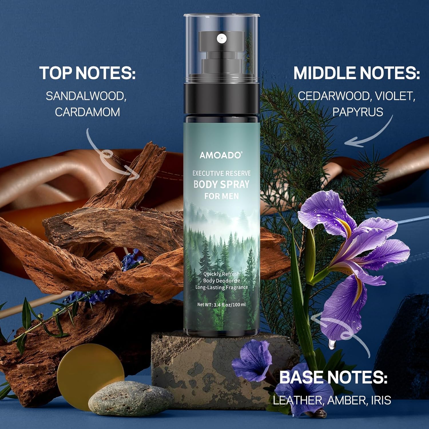 Men’s Body Spray Set – Body Spray for Men,Deodorizing Body Mist Refreshing Spray, Aluminum-Free Cologne Valentines Day Gift Set for Him, Oriental & Woody Scents,Each 3.4 fl oz - Image 6