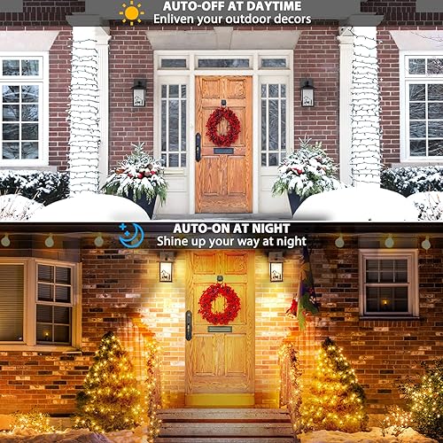 Miniatura 3 de Luces de porche con salida GFCI, luz exterior del anochecer al amanecer con tomacorriente, 3 modos de iluminación, lámparas de pared, faroles de