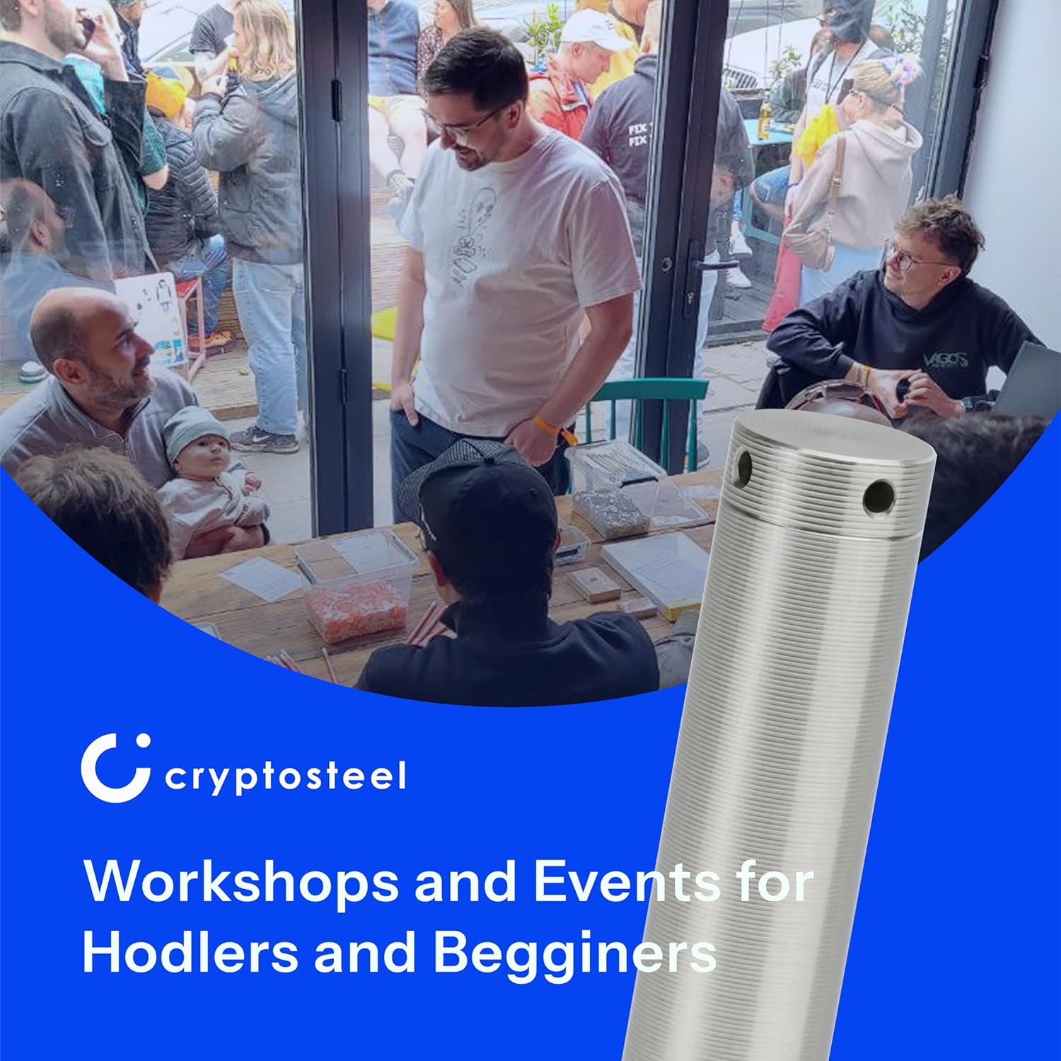 Cryptosteel® Seed12 Metal Backup – Fireproof & Waterproof Steel Storage for 12-Word Seed Phrase, Private Keys & Passwords | Compatible with BIP39 Wallets like Ledger & Trezor (classic)