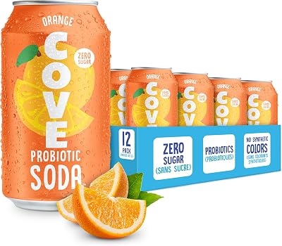 Orange Probiotic Soda Drink by Cove, Zero Sugar Healthy Soda Alt, 355ml, 12