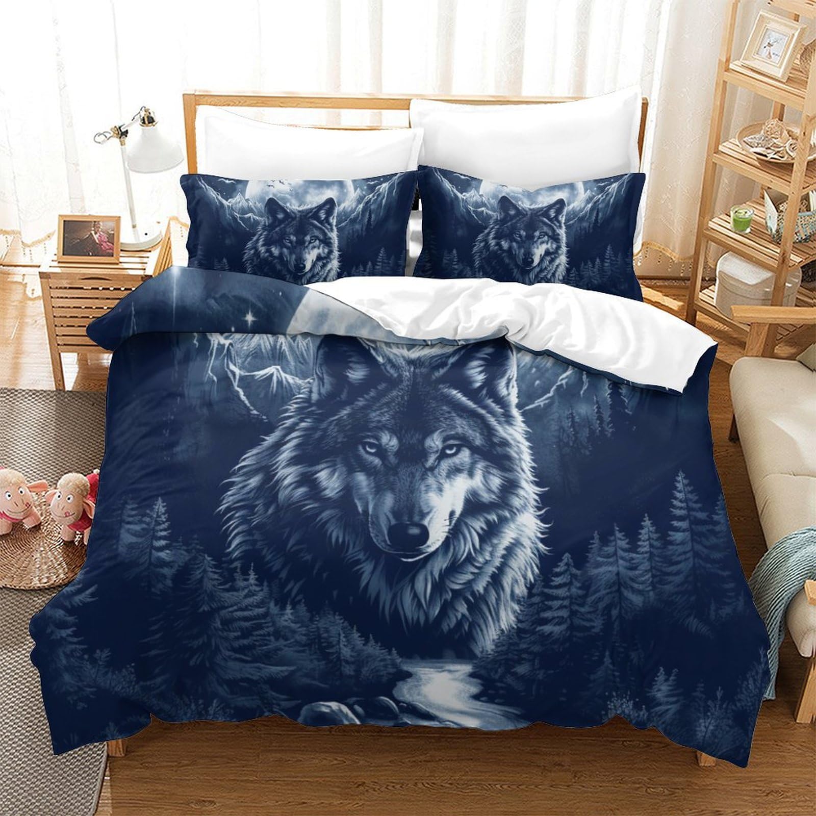 Housse de couette loup de qualité supérieure en microfibre Super King pour grand lit