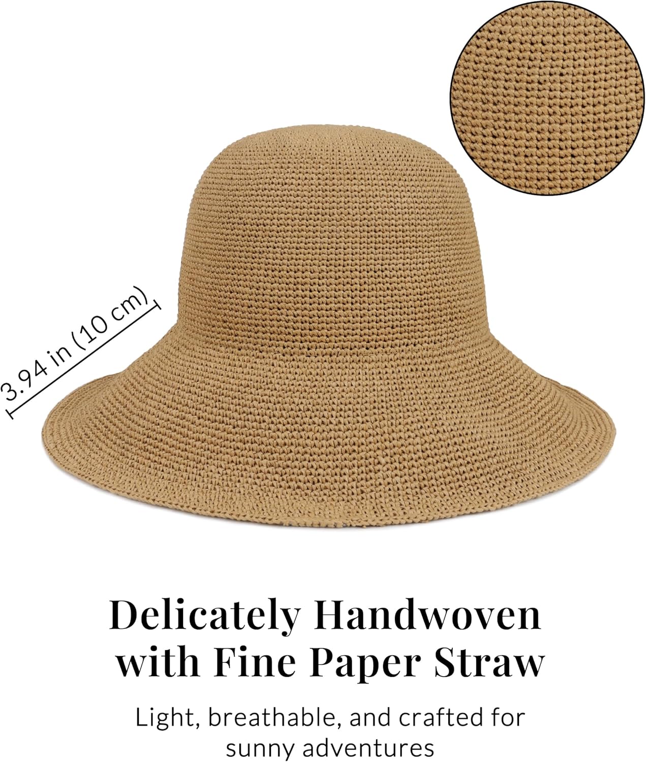 Women’s Packable Straw Floppy Beach Hat – Wide Brim Crochet Bucket Sun Hat for Summer - Image 4