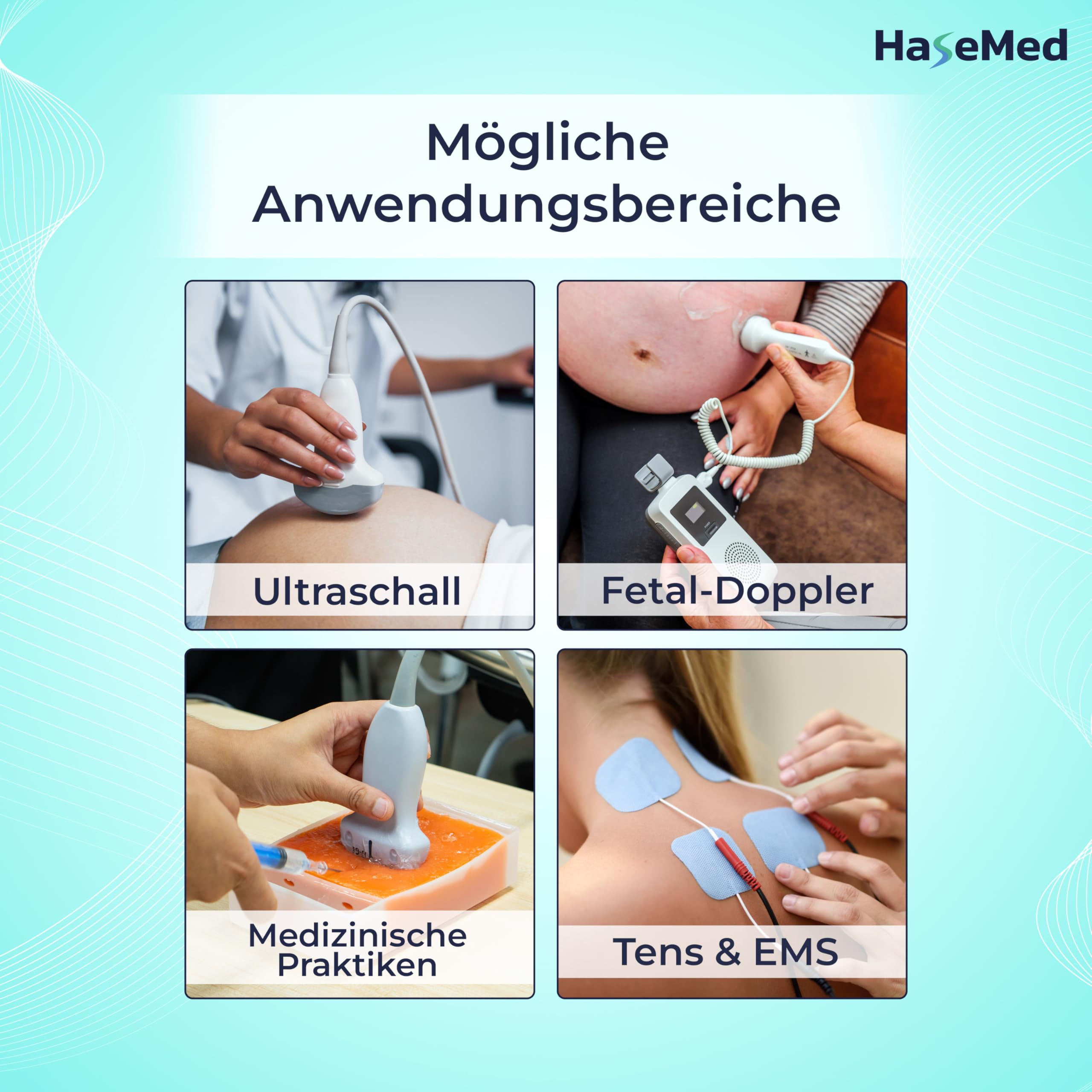 HaseMed - Gel ultrasónico de 10 l (2 unidades) – pH neutro, respetuoso con la piel y biocompatible para una óptima transmisión ultrasónica, ideal para exámenes de ultrasonidos en la práctica y la vida
