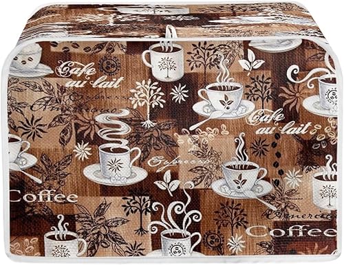 Funda para tostadora de 4 rebanadas para la mayoría de tostadoras de 4 rebanadas, patrones de taza de café, cubierta a prueba de polvo para