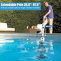 Vista 5 de Aspiradora de piscina para piscina sobre el suelo con un poste telescópico, tiempo de funcionamiento de hasta 1 hora, limpiador de piscina