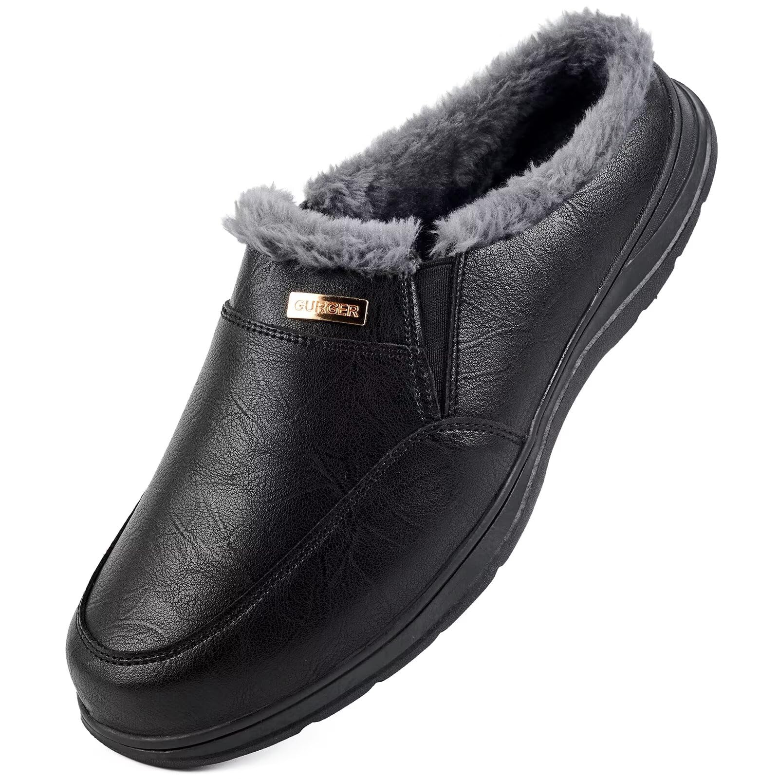 Pantofole in Pelle Uomo Invernali Calde Peluche Zoccoli e Sabot Antiscivolo Pelliccia Sintetica Ciabatte da Casa per Interni ed Esterni