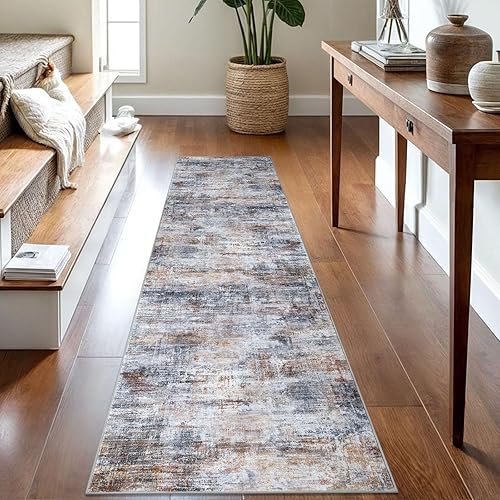 Miniatura 108 de IOHOUZE Alfombra pequeña abstracta de 2 x 3 pies, alfombra de entrada lavable para entrada interior, alfombras con respaldo de goma, alfombra Gris