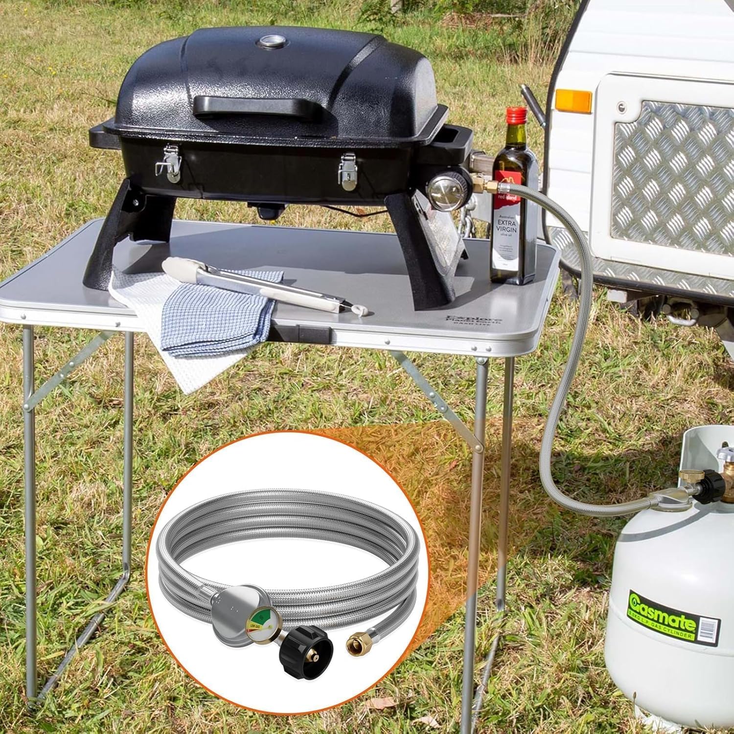 NUPICK 12 Feet Propane Regulator With Hose, QCC1 Low Pressure Regulator Hose for Weber, and Most LP Gas Grill