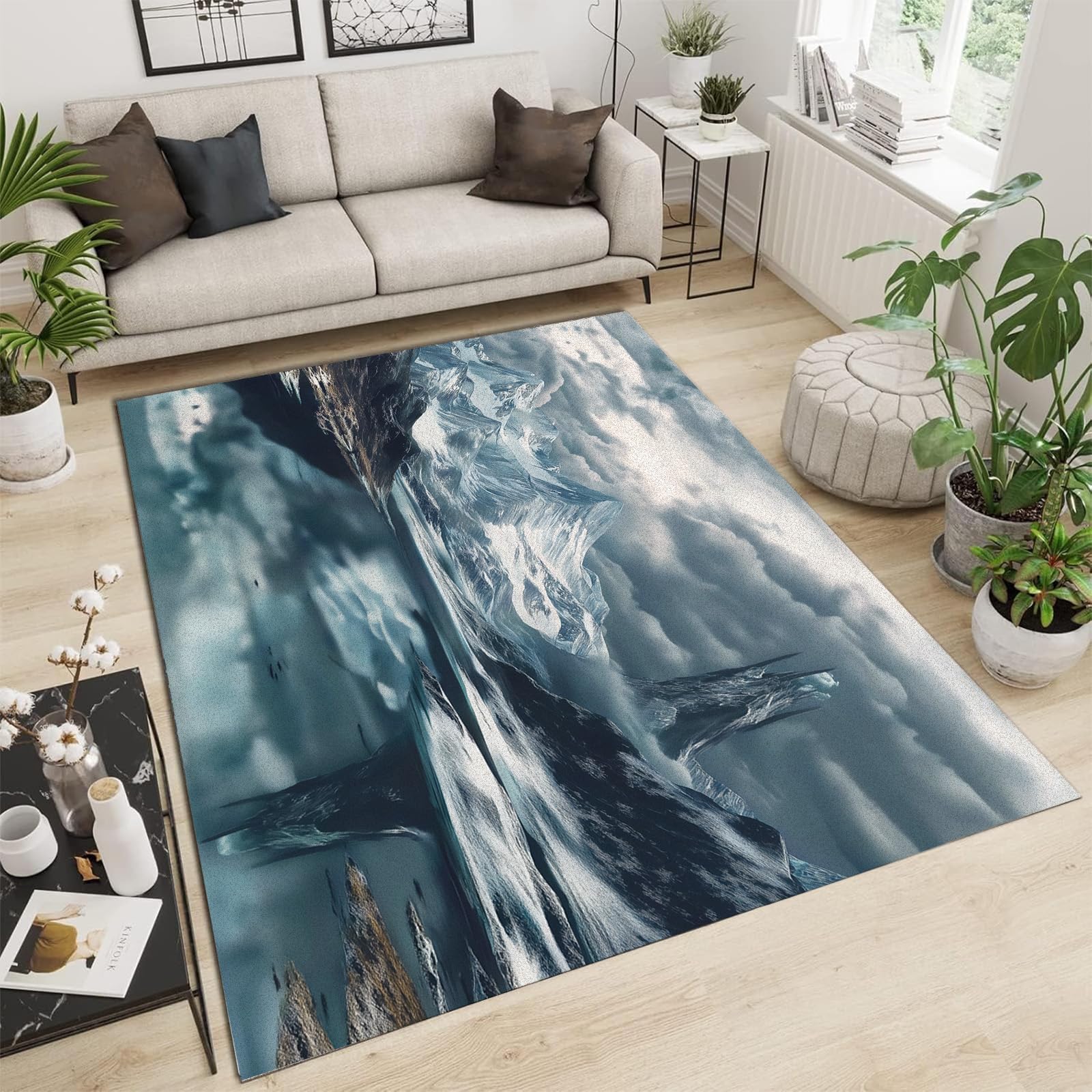Tapis de salon design moderne lac de glace pour sublimer votre chambre adulte