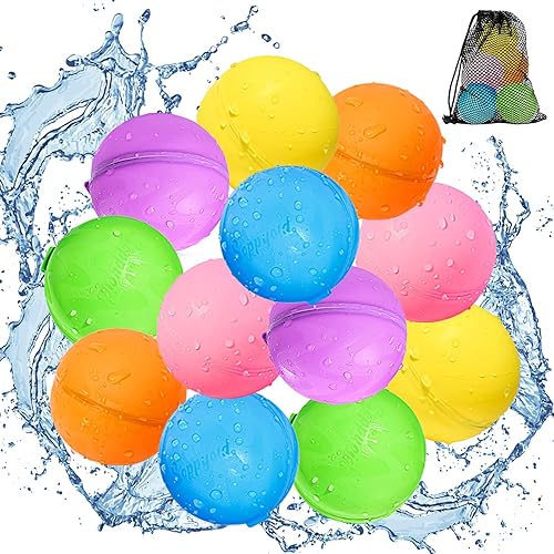 Smasiagon - Globos de agua reutilizables paquete de 12 bolas de agua recargables magnéticas con autosellado de llenado rápido juguetes de agua de